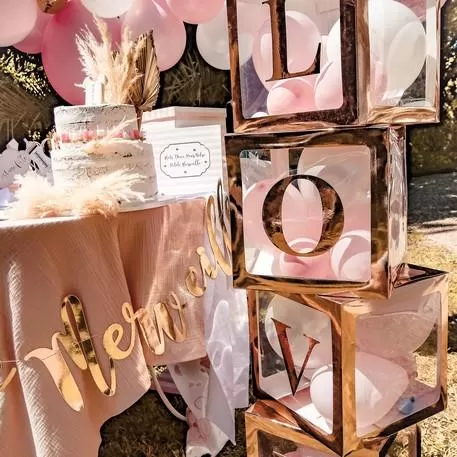 ΑΥΤΟΚΟΛΛΗΤΑ ΡΟΖ ΧΡΥΣΟ LOVE 15 CM