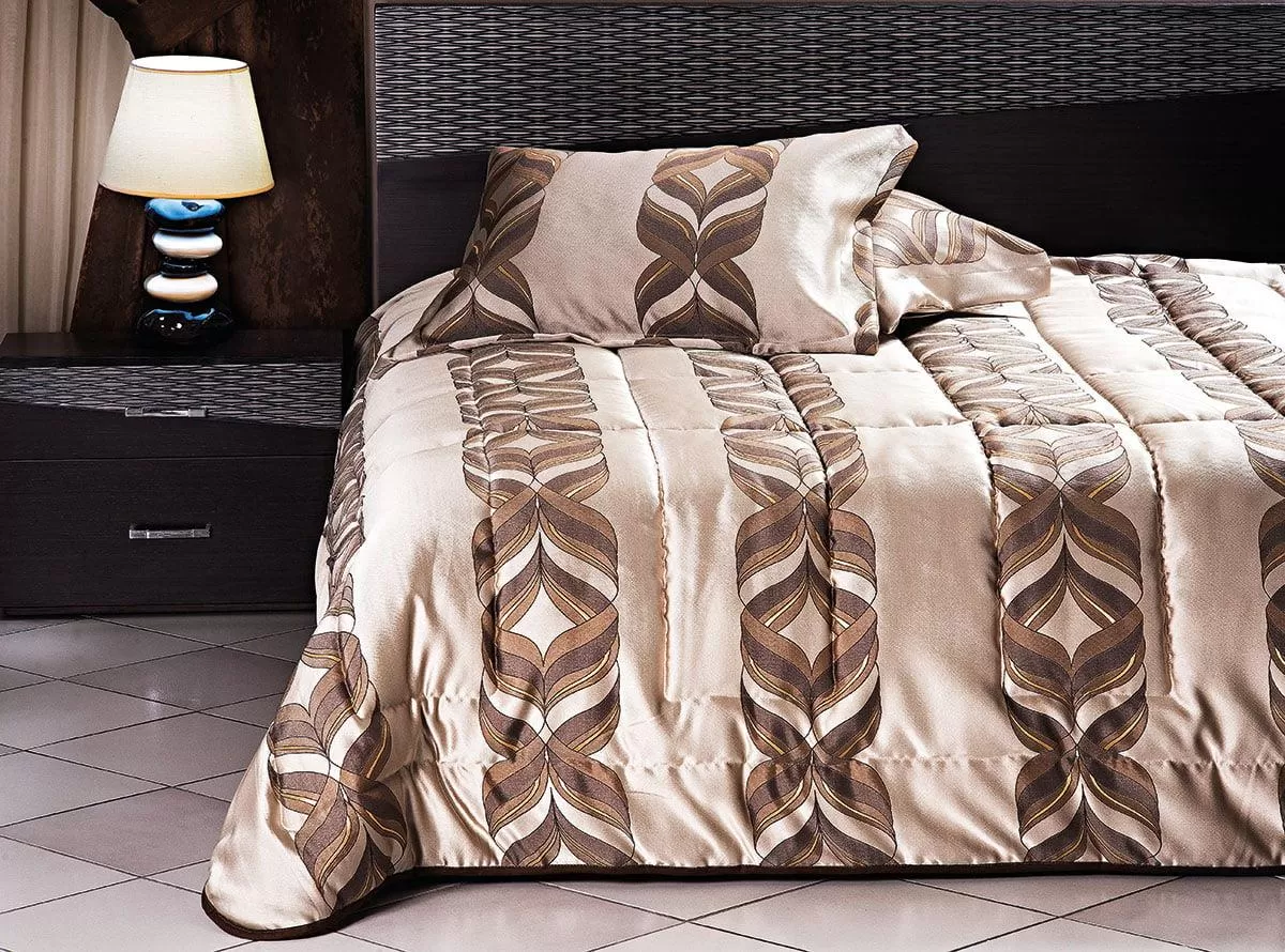 Σετ κουβερλί υπέρδιπλο Art 1469  220×240  Εμπριμέ,Χρυσαφί,Καφέ Beauty Home