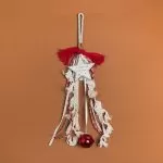 ΚΡΕΜΑΣΤΟ ΜΕ ΦΟΥΝΤΑΚΙΑ ΞΥΛΙΝΟ ΔΙΑΚΟΣΜΗΤΙΚΟ ΑΣΤΕΡΙ MERRY CHRISTMAS ΚΟΚΚΙΝΟ