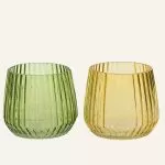 Κηροπήγιο Γυάλινο Ριγέ 11 x 9 cm