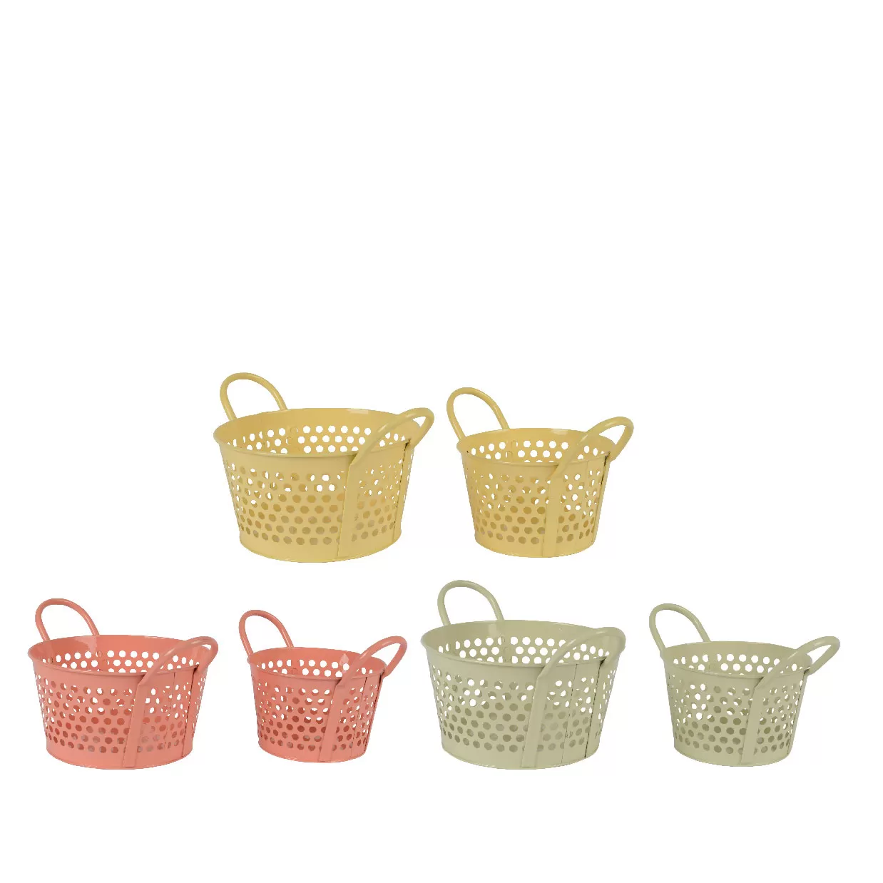 Μεταλλικά Καλάθια με χερούλι 29 x 21 x 16 cm , 24,5 x 16,5 x 15 cm ΣΕΤ 2 ΤΜΧ