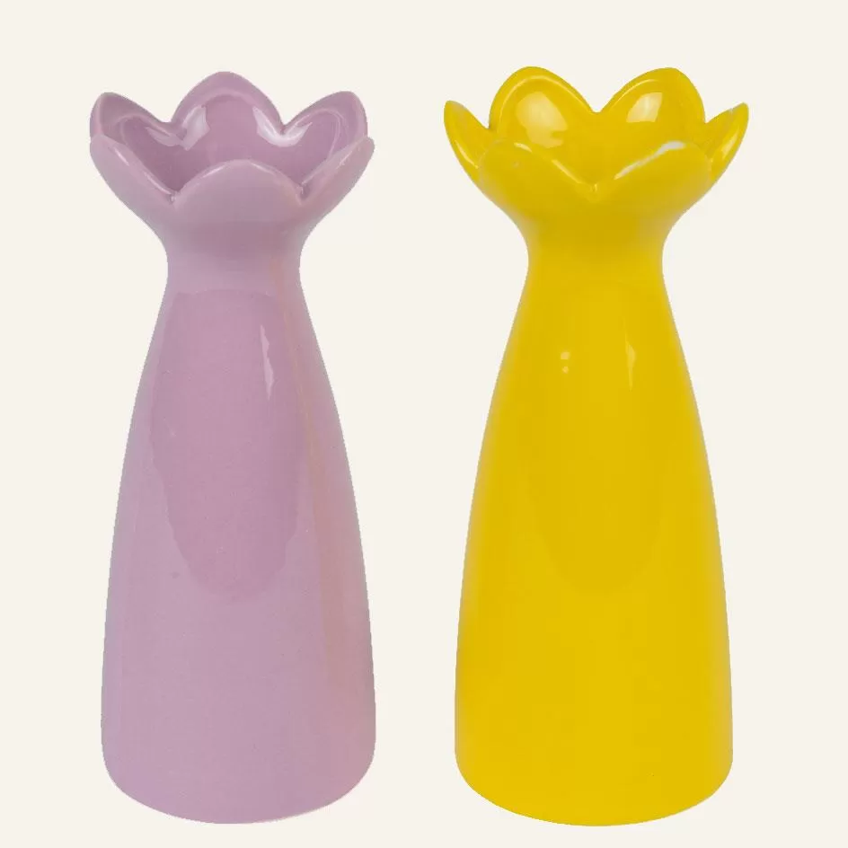 Βάζο Κεραμικό με Σχέδιο Λουλούδι 7.8 x 19.7cm