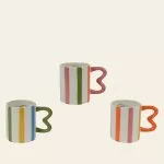 Κούπα Ριγέ Πολύχρωμη με Λαβή 12.5 x 8.2 x 9.8 CM
