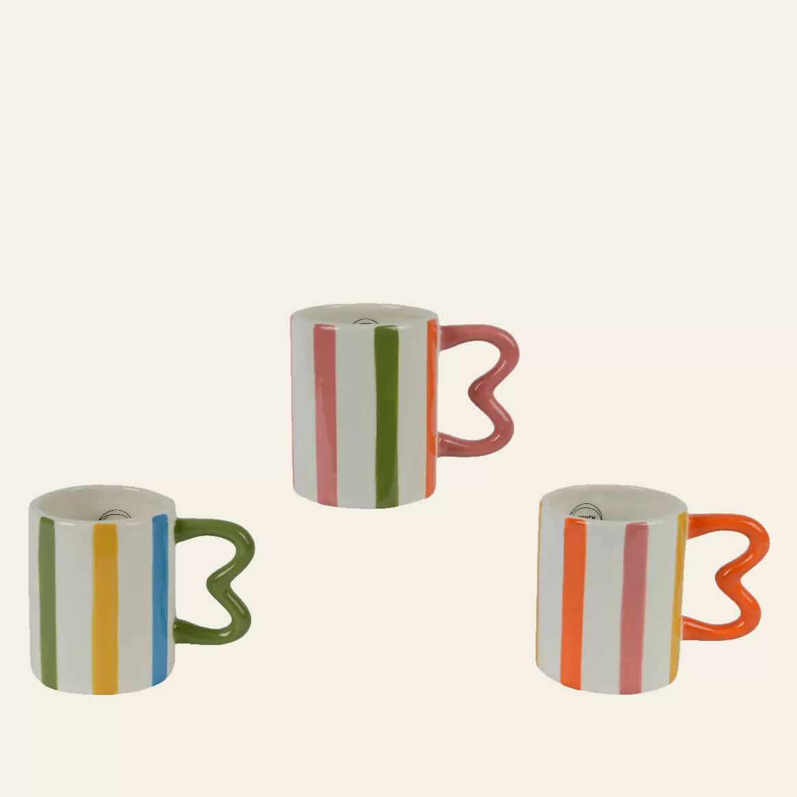 Κούπα Ριγέ Πολύχρωμη με Λαβή 12.5 x 8.2 x 9.8 CM