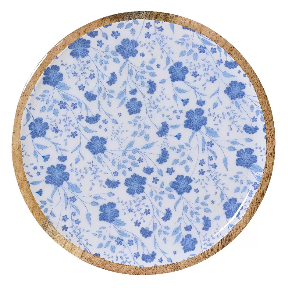 Δίσκος απο ξύλο Μάνγκο με Λουλούδια 30cm