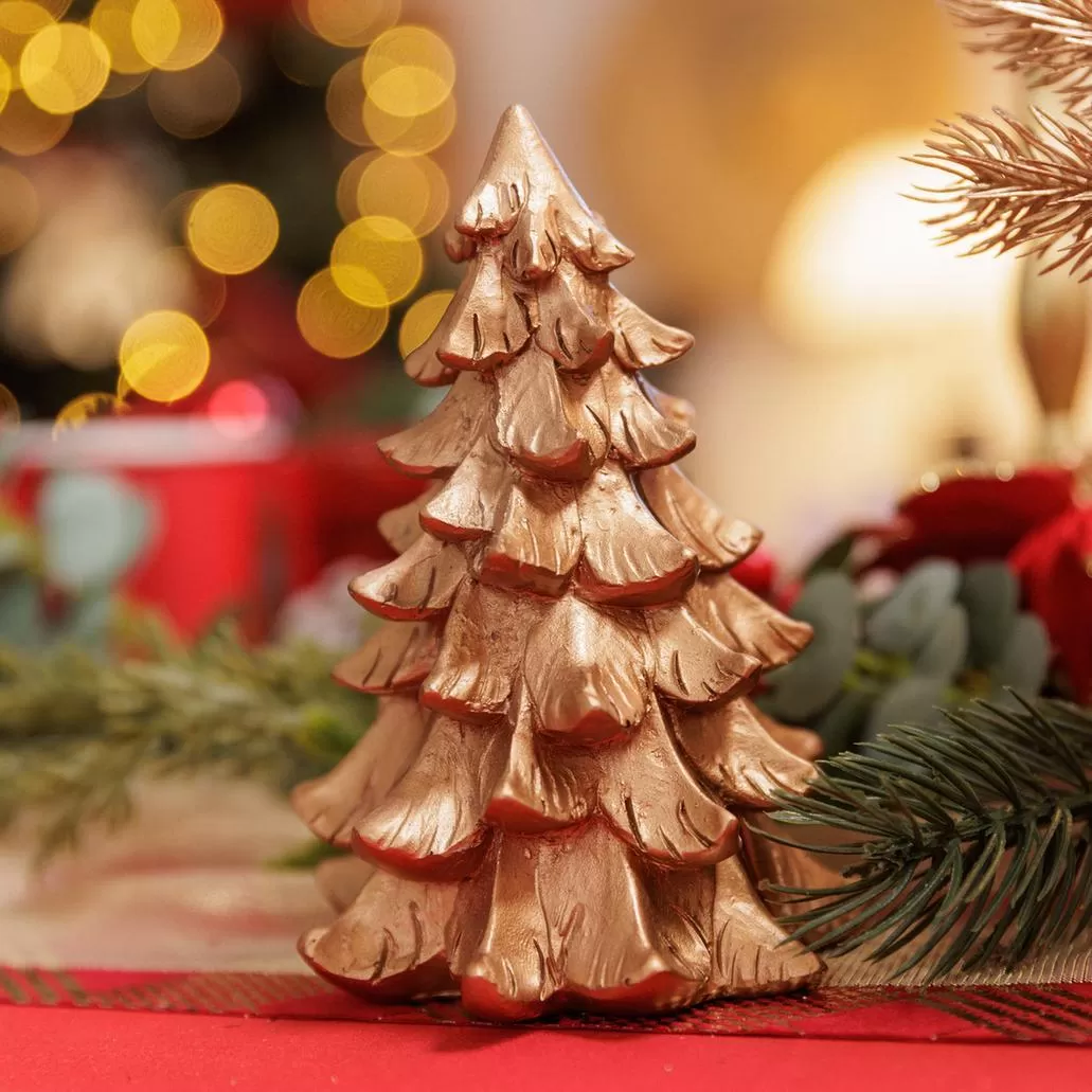 Κομψό έλατο ρητίνης χρυσό 15 x 10 cm