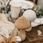 Μανιτάρι ξύλινο μπουκλέ μπεζ Ø7.5 x 13.5 cm