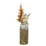 Χριστουγεννιάτικο διακοσμητικό σε ξύλινη βάση με χρυσό γκλίτερ 5 x 24 cm