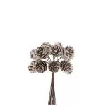 12 κουκουνάρια σε κλαδί χιονισμένα 12 cm