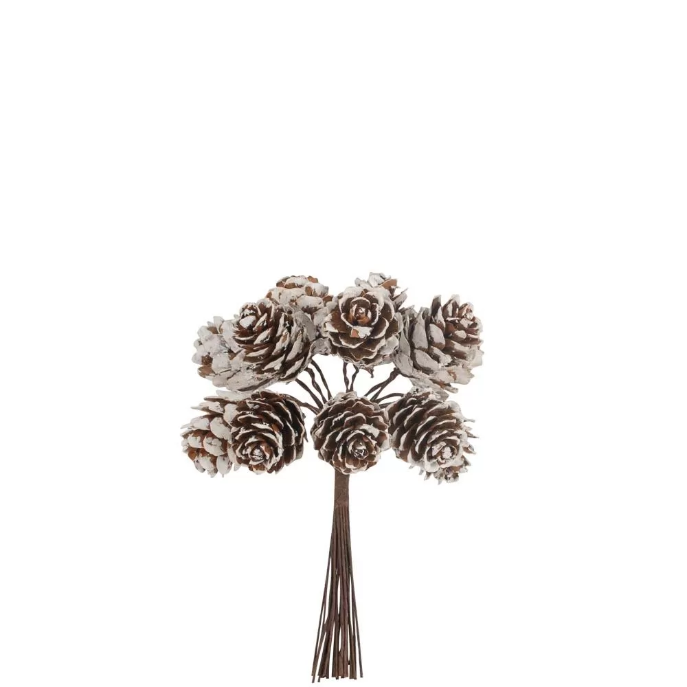 12 κουκουνάρια σε κλαδί χιονισμένα 12 cm