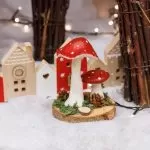 2 μανιτάρια σε ξύλινη βάση  Ø9.5 x 12.5 cm