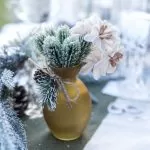 6 κλαδιά έλατου πράσινα με ιριδίζον γκλίτερ 14.5 cm