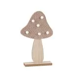 Μανιτάρι σε βάση, ξύλο με μπουκλέ Με φουντάκια, ταμπά και λευκό 30 x 18 cm