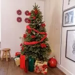 Διακοσμητικό Κόκκινο-Χρυσό Κουδούνι με Σχοινί για Κρέμασμα Ø30cm