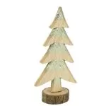 Έλατο ξύλινο σε κορμό με χρυσό γκλίτερ Ø7 x 27 cm