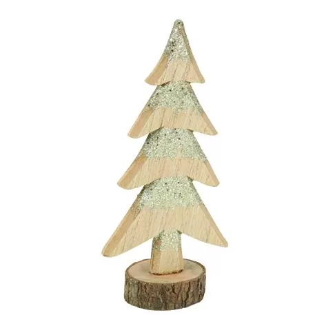 Έλατο ξύλινο σε κορμό με χρυσό γκλίτερ Ø7 x 27 cm