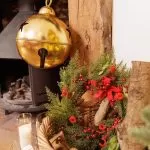 Διακοσμητικό Χρυσό Κουδούνι με Σχοινί για Κρέμασμα Ø30cm