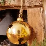 Διακοσμητικό Χρυσό Κουδούνι με Σχοινί για Κρέμασμα Ø30cm