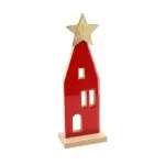 Σπιτάκι από Λακαρισμένο Κόκκινο Ξύλο με Χρυσό Αστέρι 7x21x4cm