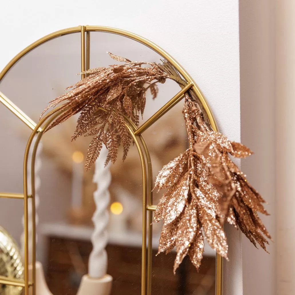 6 κλαδιά με γκλίτερ ροζ-χρυσό 19 cm