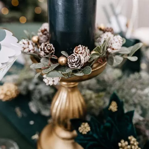 Κηροπήγιο μπαρόκ ματ χρυσό Ø10.5 x 17 cm