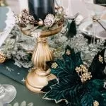 Κηροπήγιο μπαρόκ ματ χρυσό Ø10.5 x 17 cm