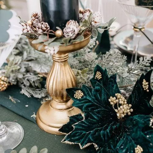 Κηροπήγιο μπαρόκ ματ χρυσό Ø10.5 x 17 cm