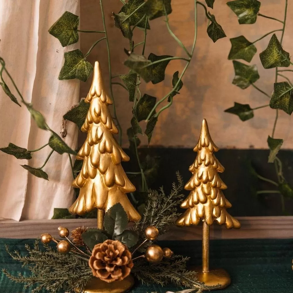 Χριστουγεννιάτικο έλατο ρητίνης αντικέ χρυσό 25 x 9 cm