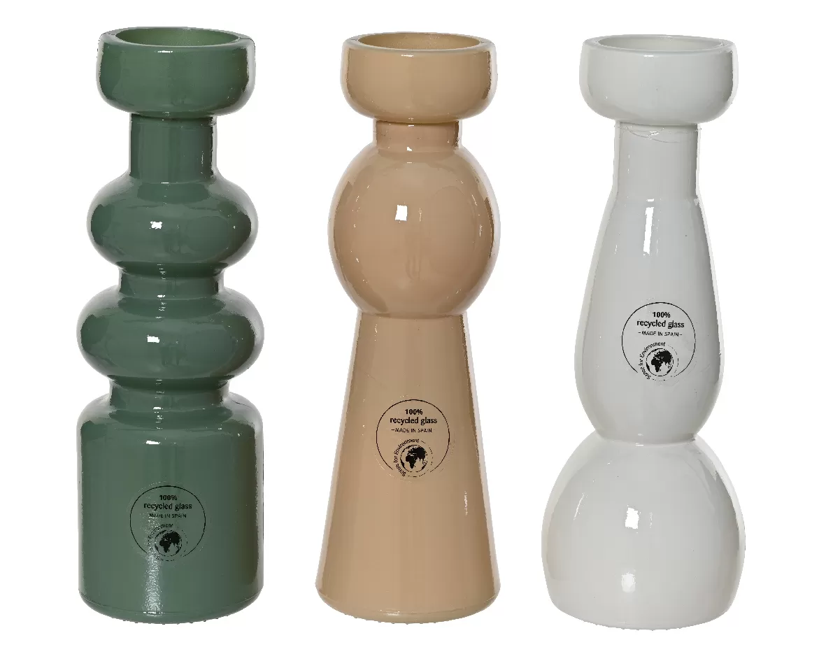 Κηροπήγιο Από Ανακυκλωμένο Γυαλί 6.5 x 20 cm