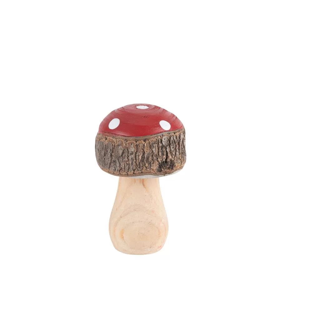 Στρογγυλό μανιτάρι ξύλινο κόκκινο και λευκό Ø5 x 8.5 cm