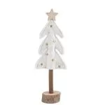 Δέντρο με Αστέρι σε Ξύλινη Βάση, Λευκή Τσόχα και Χρυσή Κεντητή Διακόσμηση 21 x 7,5 cm