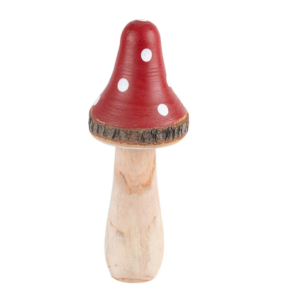 Μανιτάρι ξύλινο κόκκινο και λευκό Ø6 x 16 cm