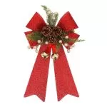 Φιόγκος με κουκουνάρια και κλαδιά με κόκκινο γκλίτερ 26 x 41 cm