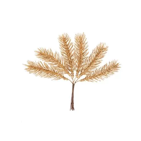 6 κλαδιά έλατου σε κλαδί ματ χρυσό 17 cm