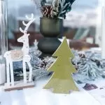 Διακοσμητικός Τάρανδος με Μικρά Αστέρια, Λευκό Ξύλο & Χρυσό-Ασημί Γκλίτερ 10x25x5cm