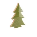 Έλατο ξύλινο πράσινο λούστρο με ασημί γκλίτερ 12 x 18 x 2 cm