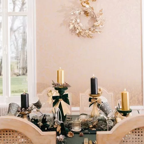 Κηροπήγιο μπαρόκ ματ χρυσό Ø10.5 x 28.5 cm