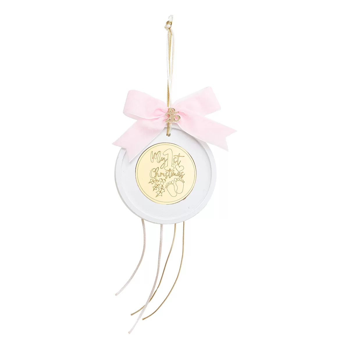ΚΡΕΜΑΣΤΟ ΣΤΡΟΓΓΥΛΟ ΚΕΡΑΜΙΚΟ ME PLEXI MY 1st CHRISTMAS ΡΟΖ