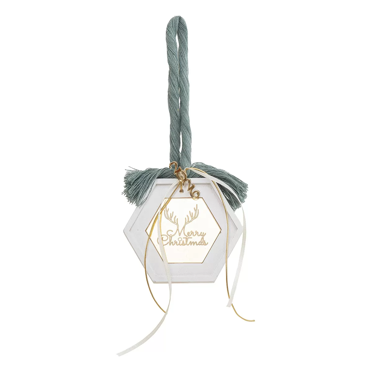 ΚΡΕΜΑΣΤΟ ΠΟΛΥΓΩΝΟ ΚΕΡΑΜΙΚΟ ΜΕ PLEXI MERRY CHRISTMAS ΓΑΛΑΖΟΠΡΑΣΙΝΟ