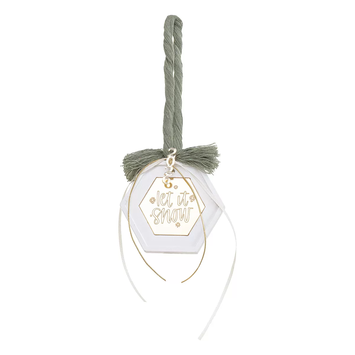 ΚΡΕΜΑΣΤΟ ΠΟΛΥΓΩΝΟ ΚΕΡΑΜΙΚΟ ΜΕ PLEXI LET IT SNOW ΠΡΑΣΙΝΟ ΕΥΚΑΛΥΠΤΟΥ