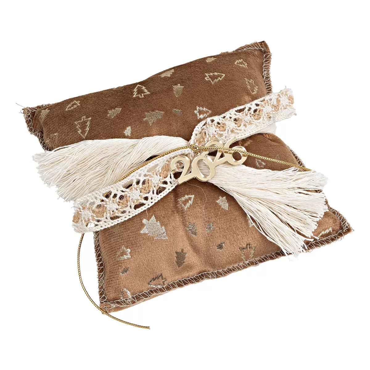 ΜΑΞΙΛΑΡΙ ΜΕ ΧΡΟΝ. Βελούδο Μπεζ Με Χρυσά Έλατα