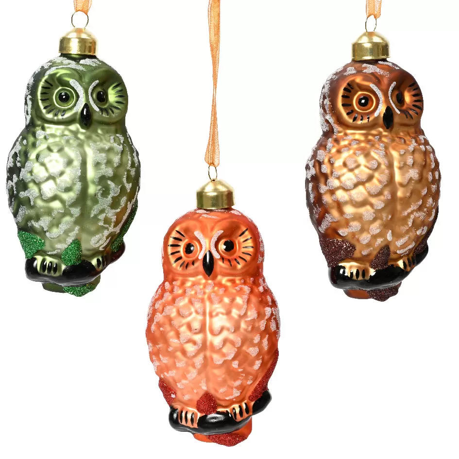 Γυάλινο Στολιδι Κουκουβάγια 5.5cm x 7cm x 13.5cm